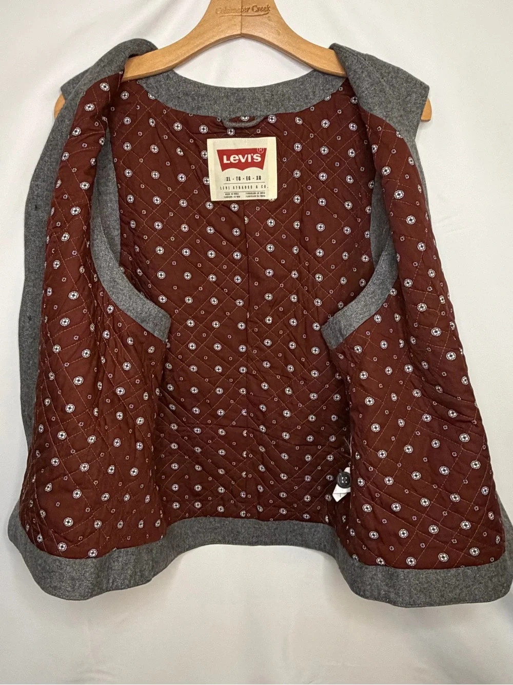 Levi's Gray Wool Blend Utility Vest Quilted Lined Men's XL